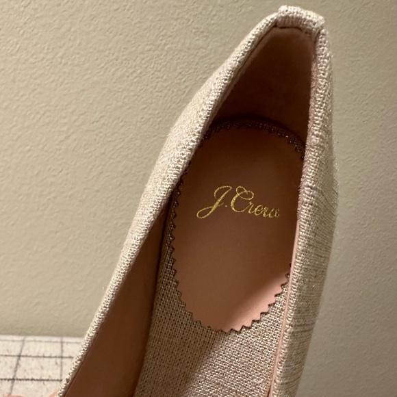 J. Crew Seville Wedge Espadrille Metallic Gold Round Toe Slip On Pump Size 9.5 - Picture 7 of 8